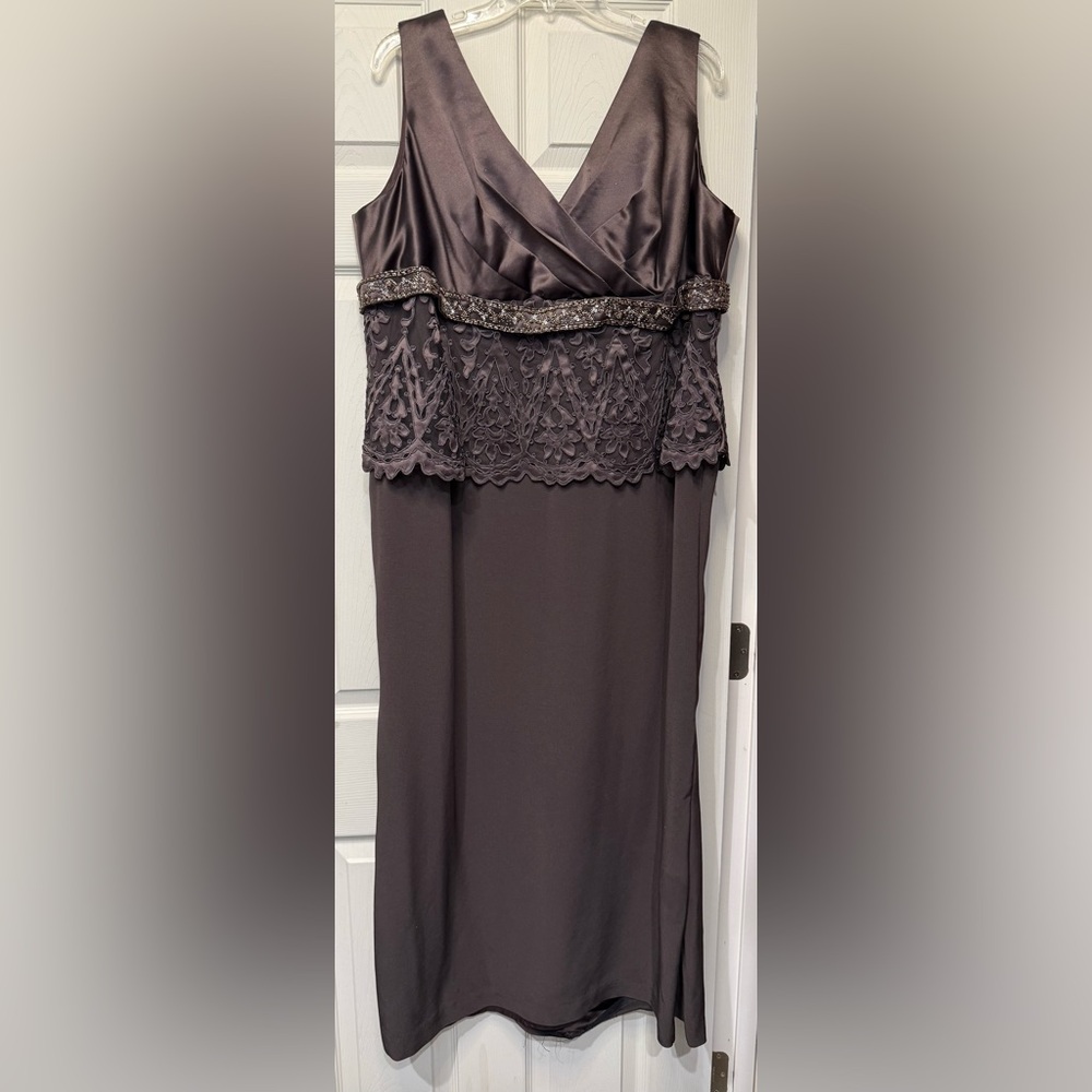 *Prom* Montage by Mon Cheri Chocolate Lace & Bead Accent Maxi Dress